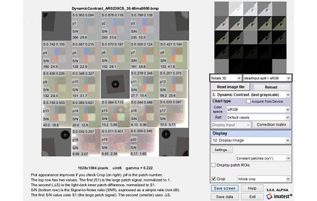 反差分辨率测试卡imatest分析结果图